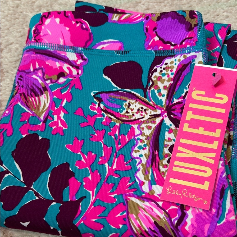 NWT Lilly Pulitzer Luxletic Floral Print Leggings Size XL 12/14 Outdoors Spring - Picture 10 of 10